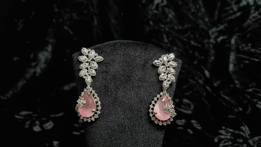 Pink Elegance Teardrop Zircon Earrings