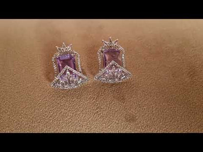 Lavender Bloom Zircon Stud Earrings