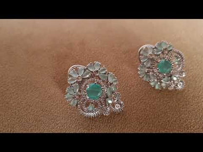 Aqua Bloom Statement Earrings