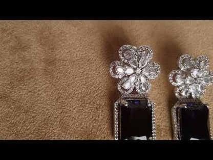 Royal Violet Crystal Drop Earrings